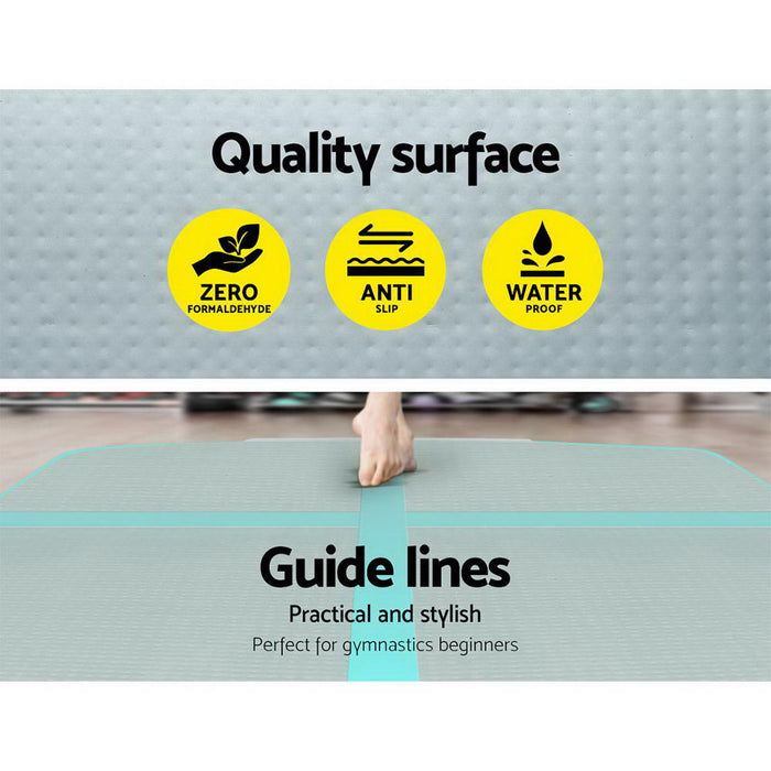 Everfit GoFun 5X1M Inflatable Air Track Mat Tumbling Floor Home Gymnastics Green