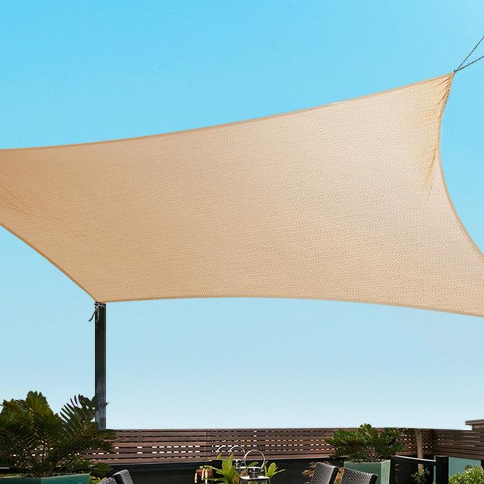 Instahut 3 x 5m Waterproof Rectangle Shade Sail Cloth - Sand Beige