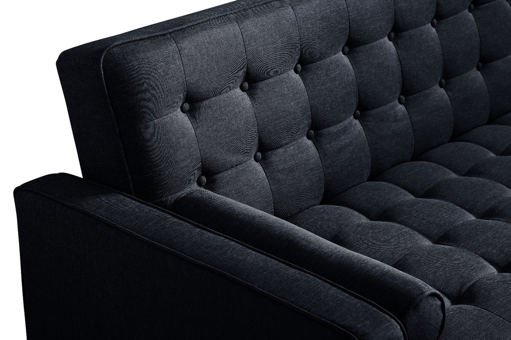 Sofa Bed 3 Seater Button Tufted Lounge Set for Living Room Couch in Velvet Black Colour