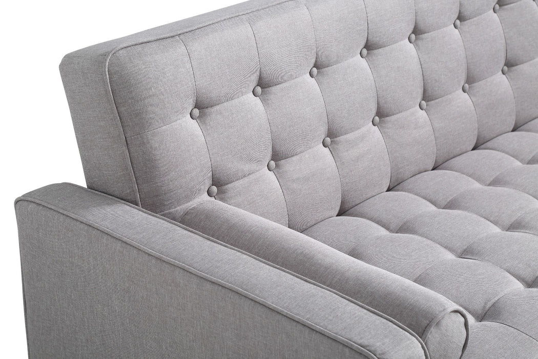 Sofa Bed 3 Seater Button Tufted Lounge Set for Living Room Couch in Fabric Grey Colour