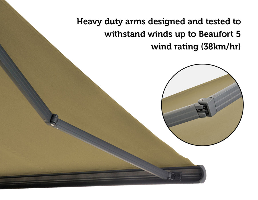 5.0m x 3.0m Retractable Folding Arm Awning Heavy Duty Full Cassette Motorised