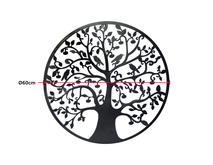 Black Tree of Life Wall Art Hanging Metal Iron Sculpture Garden 60cm