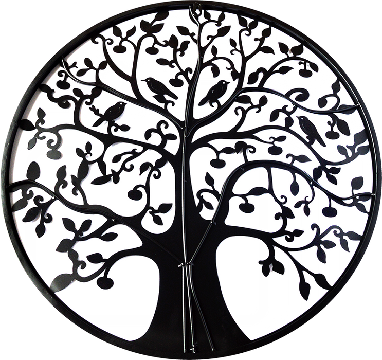 Black Tree of Life Wall Art Hanging Metal Iron Sculpture Garden 60cm