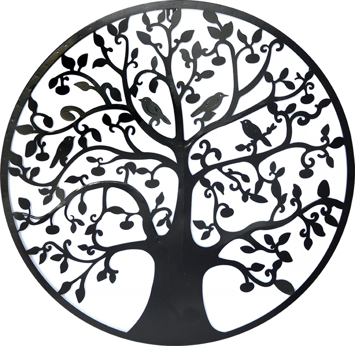 Black Tree of Life Wall Art Hanging Metal Iron Sculpture Garden 60cm