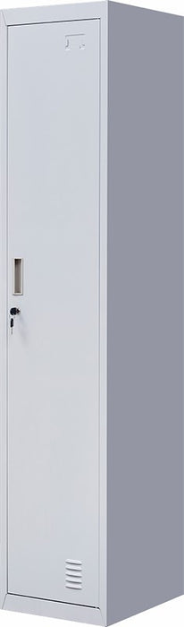 Standard Lock One-Door Office Gym Shed Clothing Locker Cabinet Grey