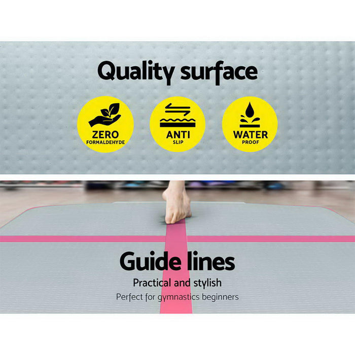 Everfit GoFun 3X1M Inflatable Air Track Mat with Pump Tumbling Gymnastics Pink