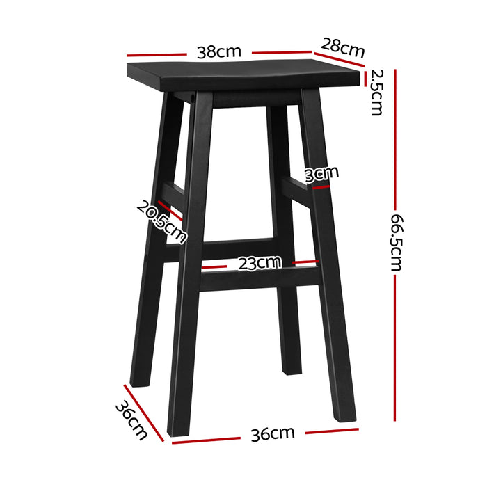 Artiss Set of 2 Beech Wood Bar Stools - Black