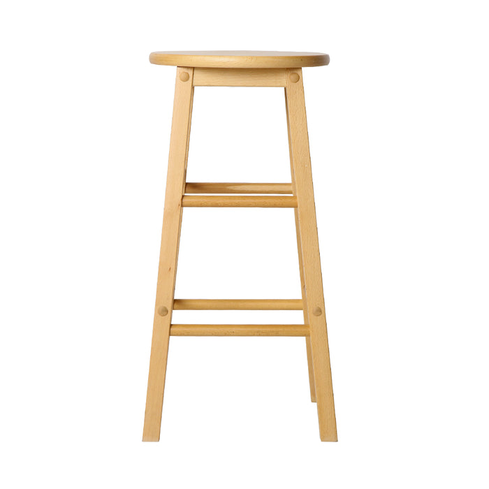 Artiss Set of 2 Beech Wood Backless Bar Stools - Natural