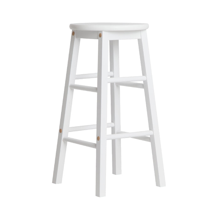 Artiss Set of 2 Beech Wood Backless Bar Stools - White