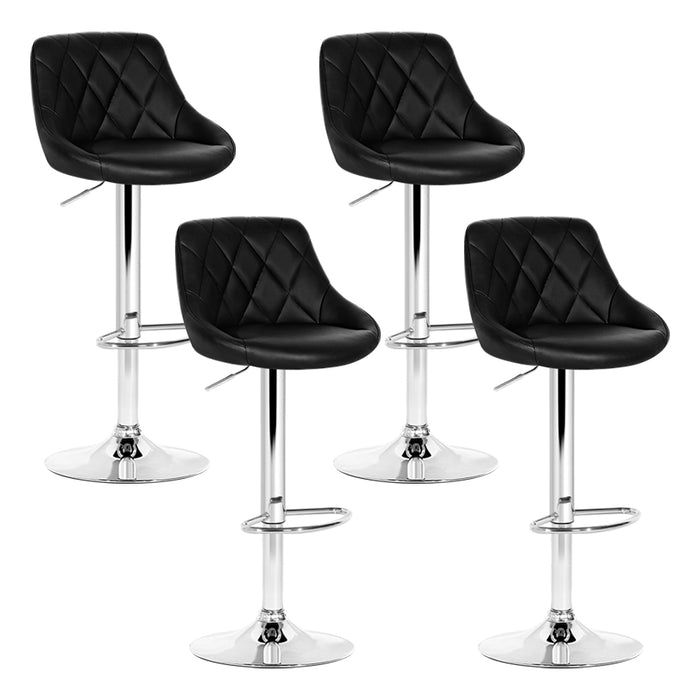 Artiss Set of 4 Bar Stools PU Leather Diamond Style - Black