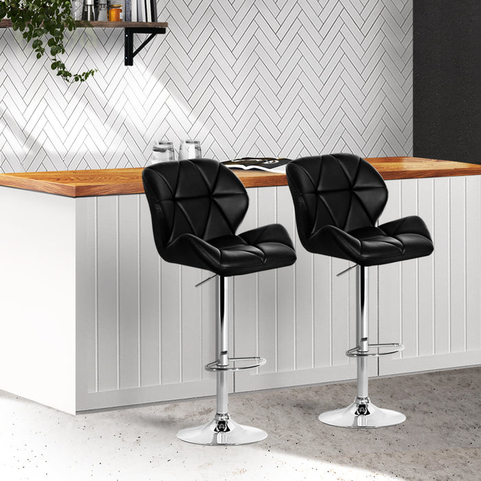 Artiss Set of 2 Kitchen Bar Stools - Black and Chrome