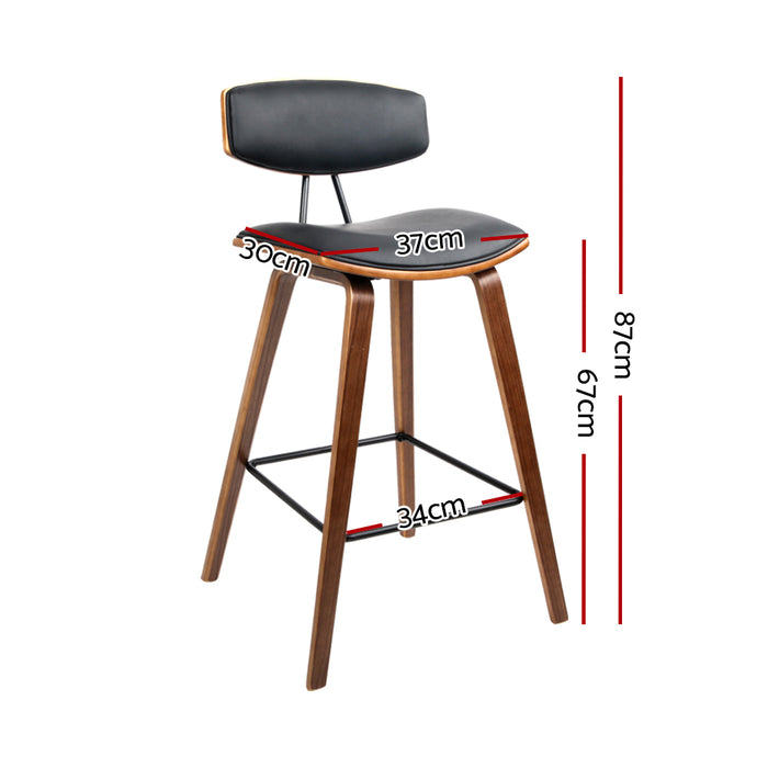 Artiss Set of 2 PU Leather Circular Footrest Bar Stools - Black