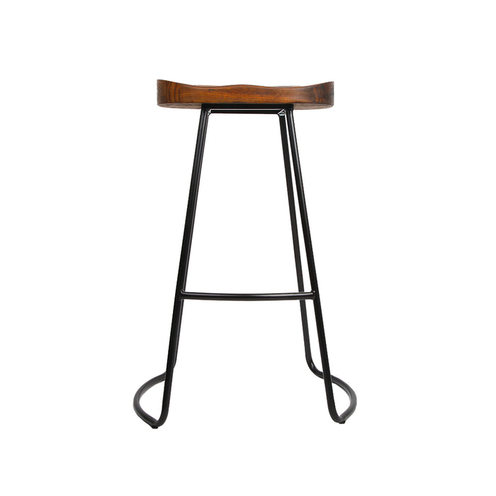 Artiss Set of 4 Elm Wood Backless Bar Stools 75cm - Black