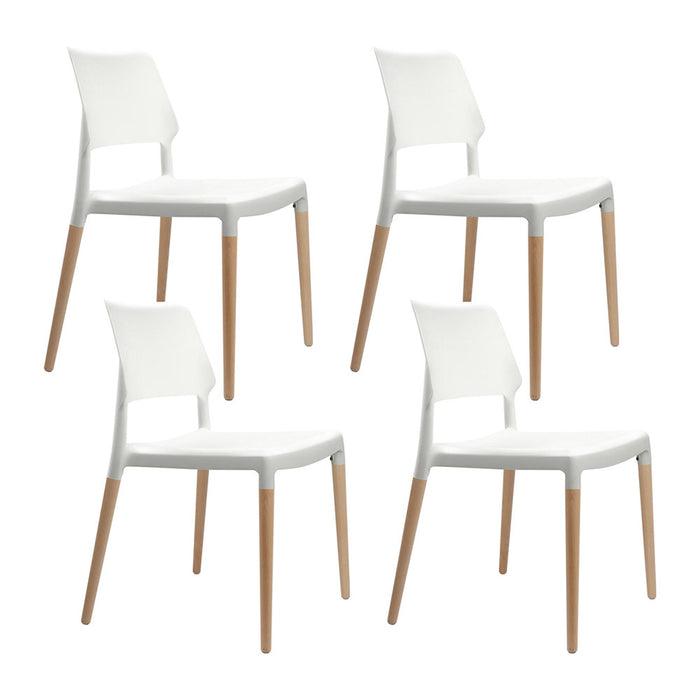 Artiss Set of 4 Wooden Stackable Dining Chairs - White