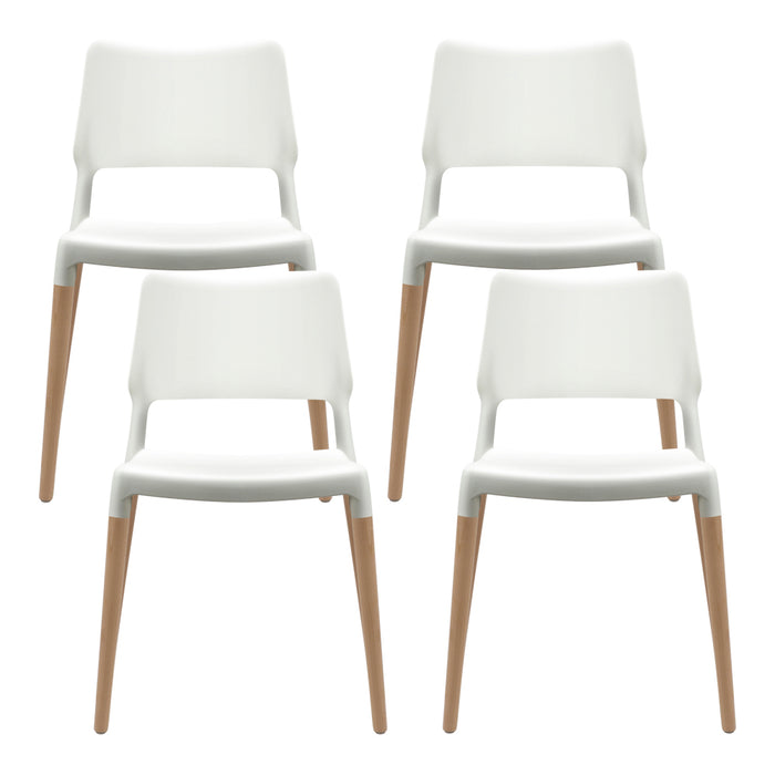 Artiss Set of 4 Wooden Stackable Dining Chairs - White