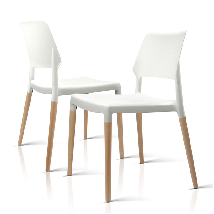 Artiss Set of 4 Wooden Stackable Dining Chairs - White