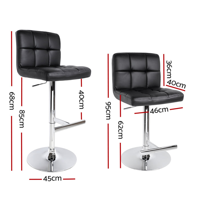 Artiss Set of 2 PU Leather Gas Lift Bar Stools - Black