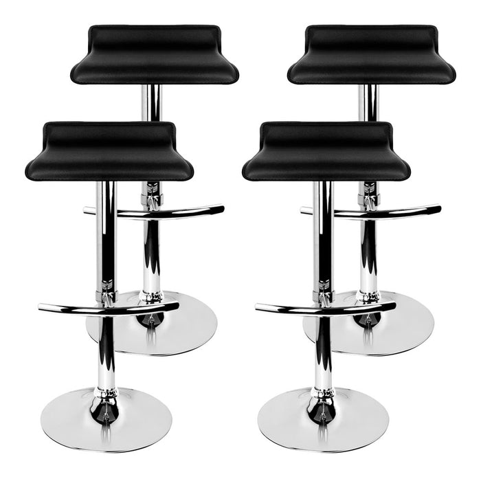 Artiss Set of 4 PU Leather Wave Style Bar Stools - Black