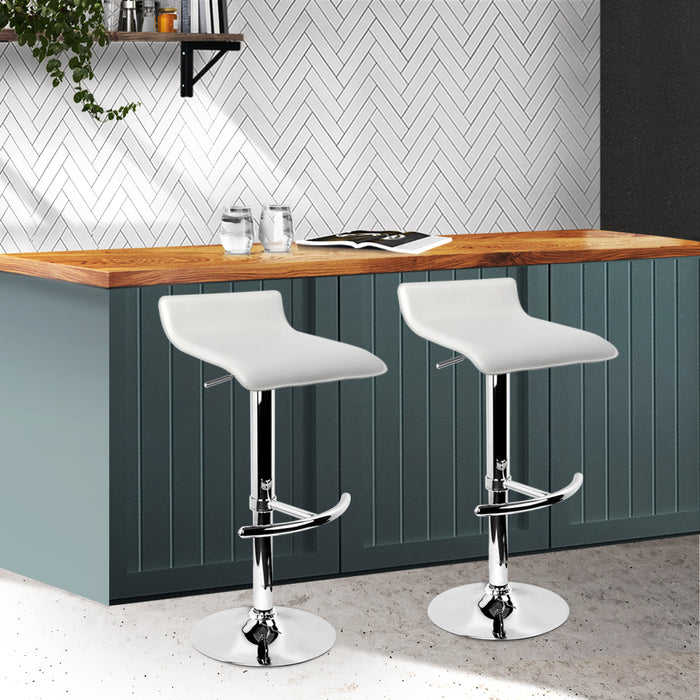 Artiss Set of 2 PU Leather Wave Style Bar Stools - White