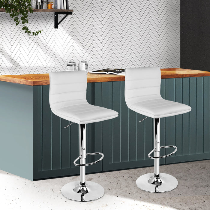 Artiss Set of 2 PU Leather Bar Stools Padded Line Style - White