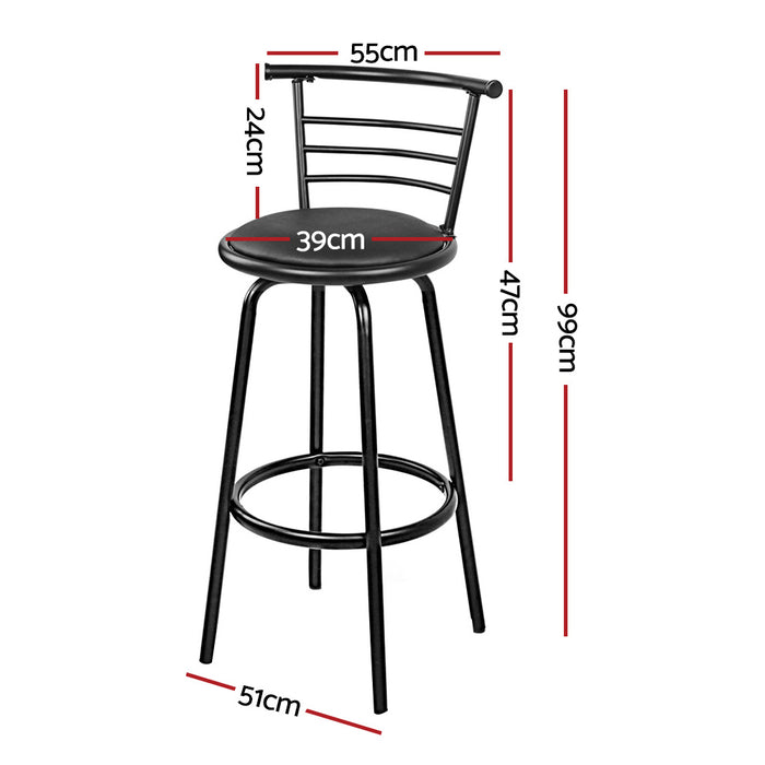 Artiss Set of 4 PU Leather Bar Stools - Black and Steel