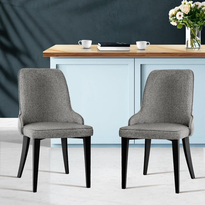 Artiss Set of 2 Fabric Dining Chairs - Grey