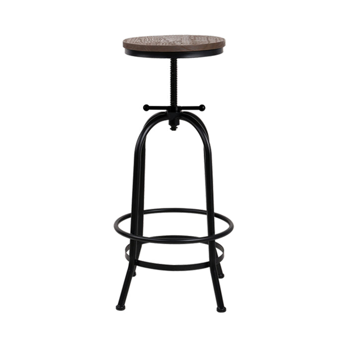 Artiss Bar Stool Industrial Round Seat Wood Metal - Black and Brown