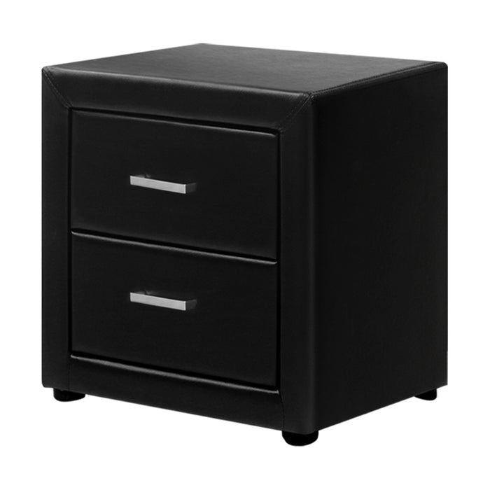 Artiss PVC Leather Bedside Table - Black