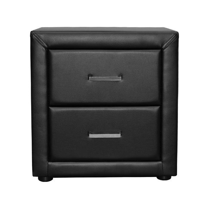 Artiss PVC Leather Bedside Table - Black