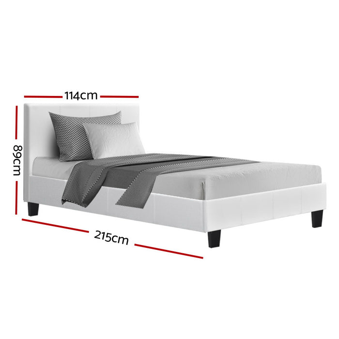 Artiss Neo Bed Frame PU Leather - White King Single