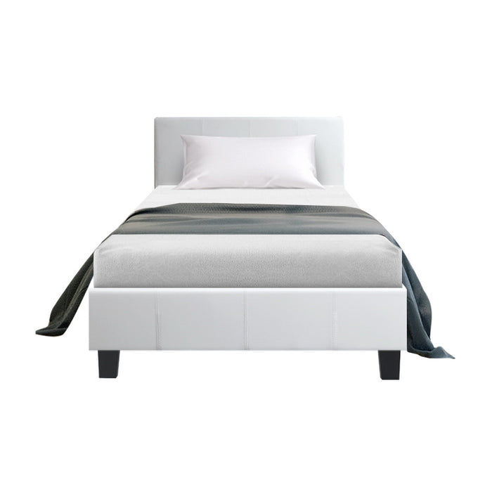 Artiss Neo Bed Frame PU Leather - White King Single