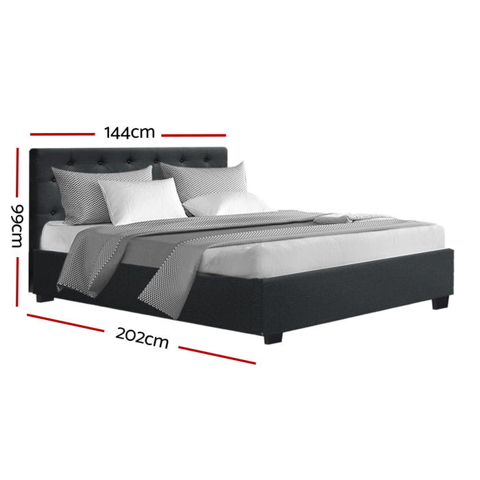 Artiss Bed Frame Double Size Gas Lift Base With Storage Fabric Charcoal Vila