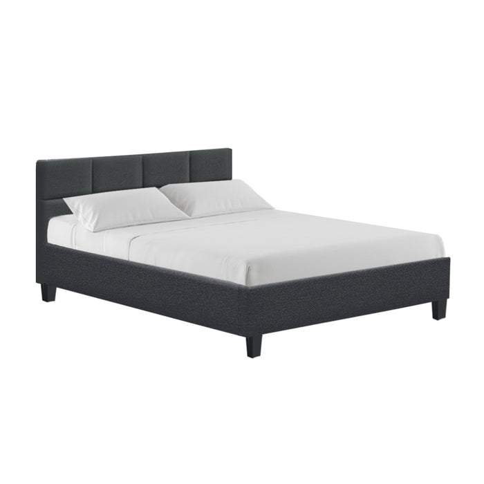 Tino Bed Frame Fabric - Charcoal Double