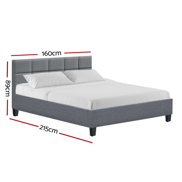 Tino Bed Frame Fabric - Grey Queen