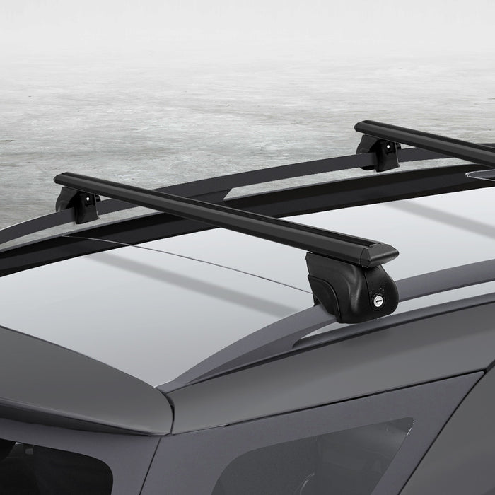 Universal Car Roof Rack Aluminium Cross Bars Adjustable 135cm Black Upgraded Holder Adjustable Car 90kgs load Carrier