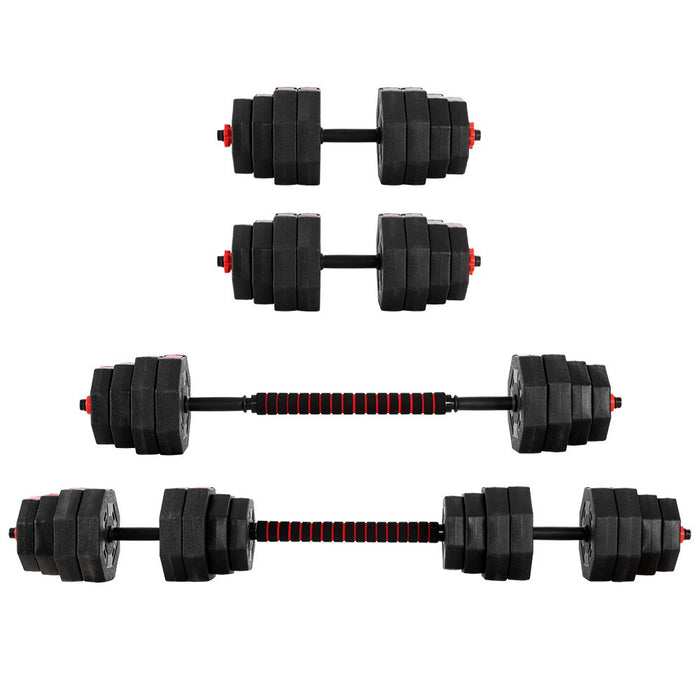 40KG 2-in-1 Dumbbell Barbell Set Adjustable Dumbbells Weights Home Gym Fitness