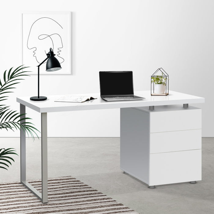 Artiss Metal Desk with 3 Drawers - White