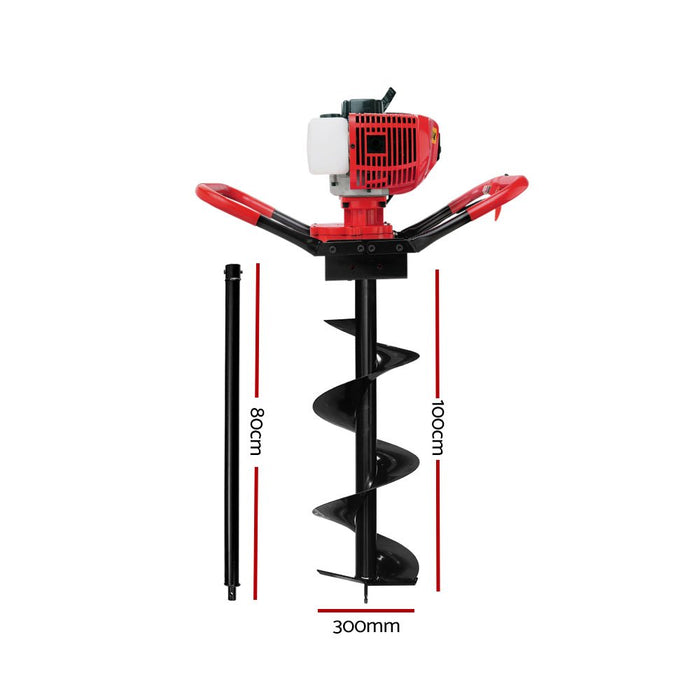 Giantz 66CC Post Hole Digger Petrol Earth Auger Bits Drill Borer Fence