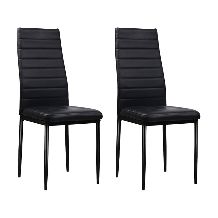 Artiss Set of 4 Dining Chairs PVC Leather - Black