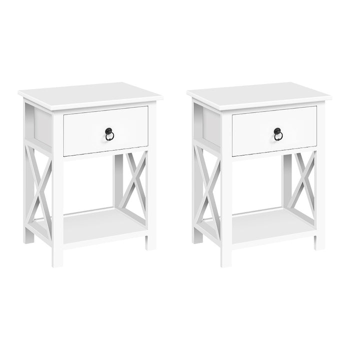 Artiss Bedside Tables Drawers Side Table Nightstand Lamp Chest Unit Cabinet x2