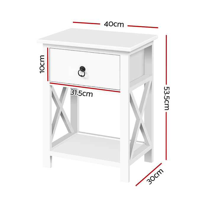 Artiss Bedside Tables Drawers Side Table Nightstand Lamp Chest Unit Cabinet x2