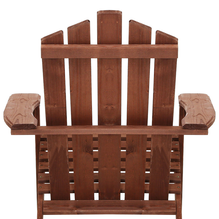 Gardeon Outdoor Sun Lounge Beach Chairs Table Setting Wooden Adirondack Patio Brown Chair