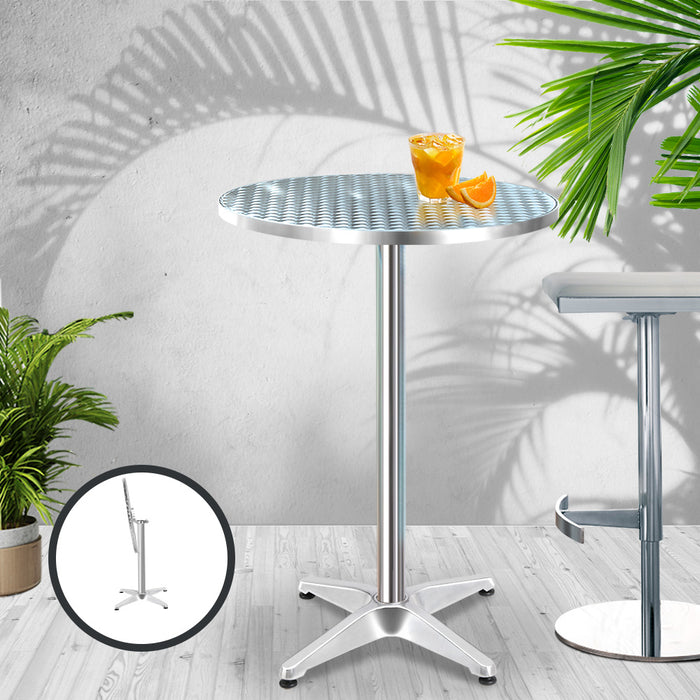 Gardeon Outdoor Bar Table Indoor Furniture Adjustable Aluminium Round 70/110cm