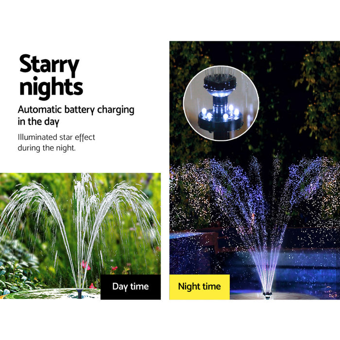 Gardeon 30W LED Lights Solar Fountain with Battery Outdoor Fountains Submersible Water Pump