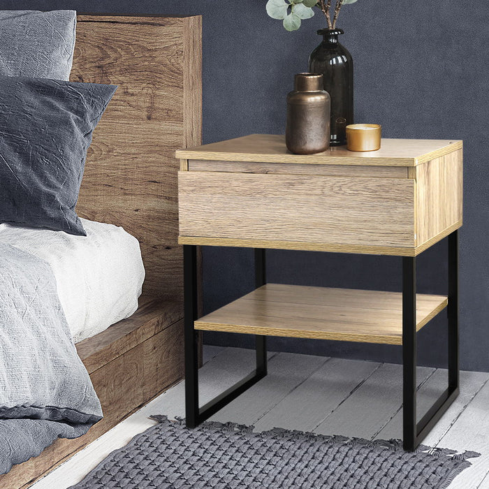 Artiss Chest Style Metal Bedside Table