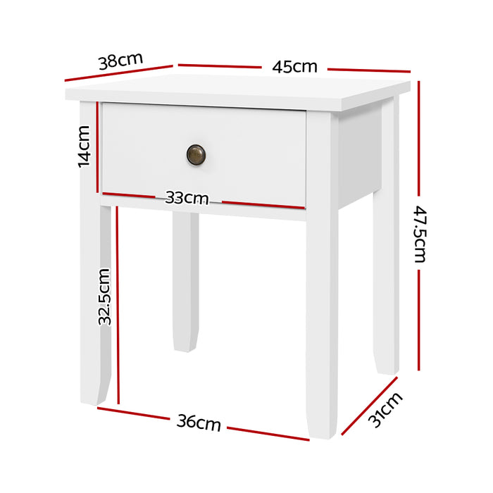 Bedside Tables Drawer Side Table Nightstand White Storage Cabinet White Lamp