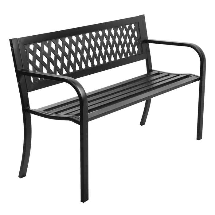 Gardeon Cast Iron Modern Garden Bench - Black