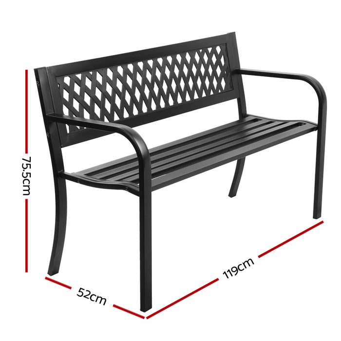 Gardeon Cast Iron Modern Garden Bench - Black