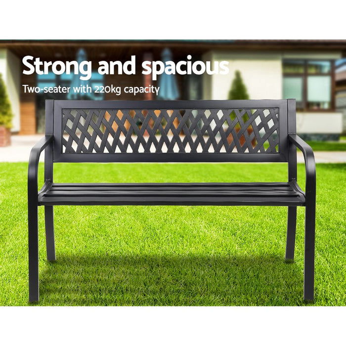 Gardeon Cast Iron Modern Garden Bench - Black