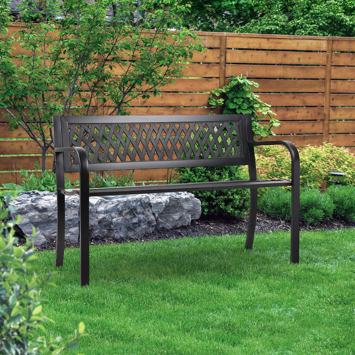 Gardeon Cast Iron Modern Garden Bench - Black